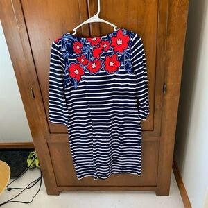Talbots petites 💯 cotton striped floral dress size PS 16 NEW $99